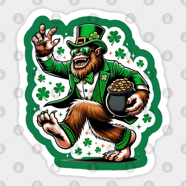 Paddy's Bigfoot Bonanza Festive Folklore Fusion Sticker by Contentarama